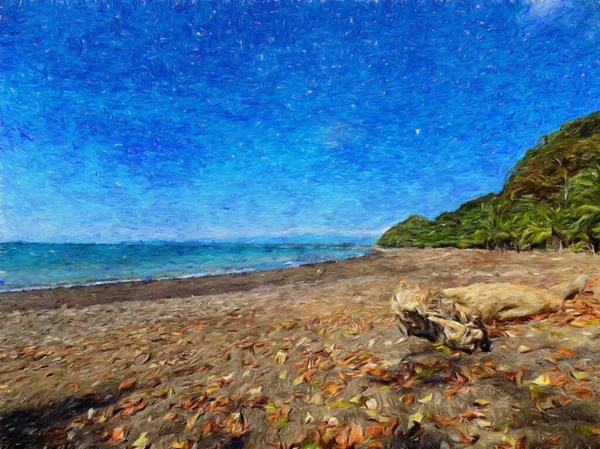 Watercolor Pastel Drawing Nature Landscape Tropical Travel Touristic Place Seychelles — Stock Photo, Image