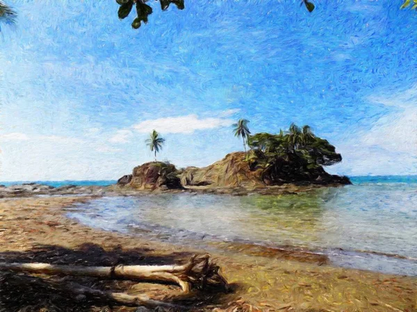 Aquarelle Dessin Pastel Paysage Naturel Voyage Tropical Lieu Touristique Vacances — Photo