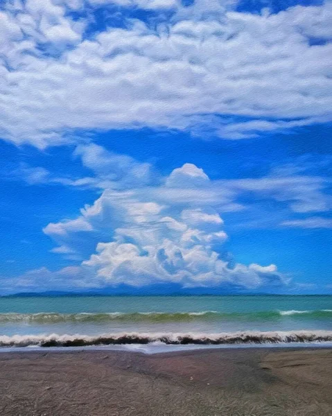 Aquarel Pastel Tekening Natuur Landschap Tropische Reizen Toeristische Plaats Seychellen — Stockfoto