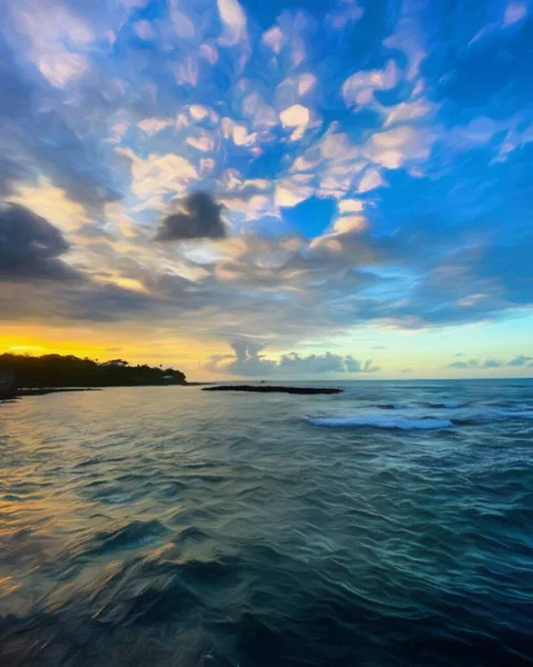 Aquarela Pastel Desenho Natureza Paisagem Viagens Tropicais Local Turístico Seychelles — Fotografia de Stock