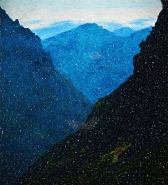 Suluboya ve yağlı boya doğa manzarası, ünlü seyahat ve turistik yer, poster, kağıt, tekstil veya tuval için açık hava tatil eğilimi. Modern sanat tasarımı duvar kağıdı. Duvar resimleri