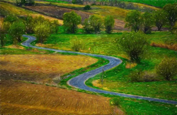 Acuarela Pintura Óleo Naturaleza Paisaje Famoso Lugar Turístico Viajes Aire — Foto de Stock