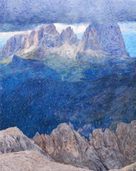 Akvarel Olejomalba Příroda Krajina Slavné Cestování Turistické Místo Venkovní Dovolená — Stock fotografie
