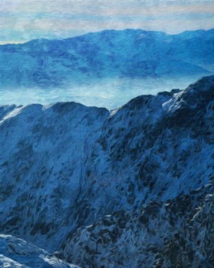 Suluboya ve yağlı boya doğa manzarası, ünlü seyahat ve turistik yer, poster, kağıt, tekstil veya tuval için açık hava tatil eğilimi. Modern sanat tasarımı duvar kağıdı. Duvar resimleri