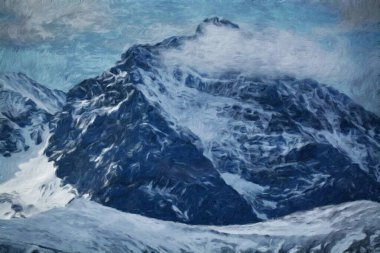 Suluboya ve yağlı boya doğa manzarası, ünlü seyahat ve turistik yer, poster, kağıt, tekstil veya tuval için açık hava tatil eğilimi. Modern sanat tasarımı duvar kağıdı. Duvar resimleri