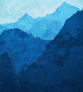 Suluboya ve yağlı boya doğa manzarası, ünlü seyahat ve turistik yer, poster, kağıt, tekstil veya tuval için açık hava tatil eğilimi. Modern sanat tasarımı duvar kağıdı. Duvar resimleri