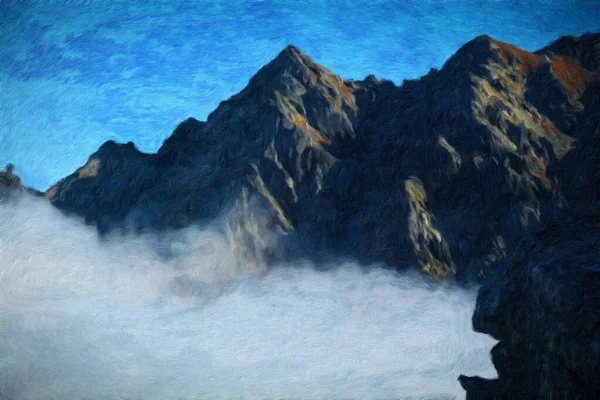 Suluboya ve yağlı boya doğa manzarası, ünlü seyahat ve turistik yer, poster, kağıt, tekstil veya tuval için açık hava tatil eğilimi. Modern sanat tasarımı duvar kağıdı. Duvar resimleri