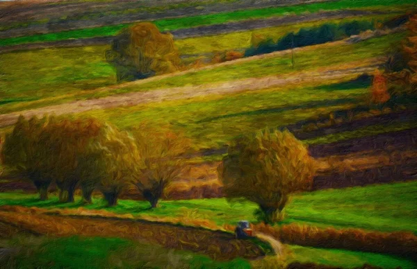 Acquerello Pittura Olio Paesaggio Naturale Famoso Viaggio Luogo Turistico Stampa — Foto Stock