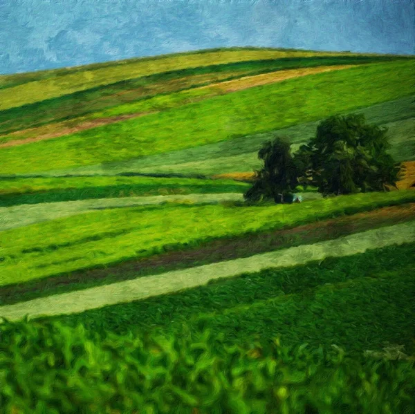 Acquerello Pittura Olio Paesaggio Naturale Famoso Viaggio Luogo Turistico Stampa — Foto Stock