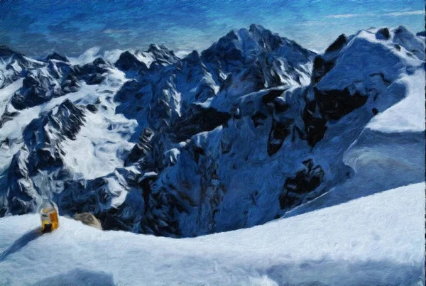 Suluboya ve yağlı boya doğa manzarası, ünlü seyahat ve turistik yer, poster, kağıt, tekstil veya tuval için açık hava tatil eğilimi. Modern sanat tasarımı duvar kağıdı. Duvar resimleri