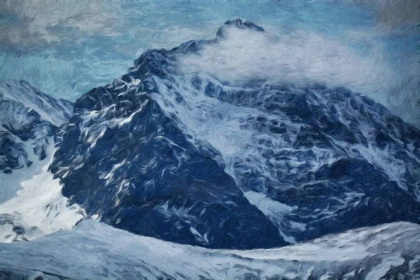 Suluboya ve yağlı boya doğa manzarası, ünlü seyahat ve turistik yer, poster, kağıt, tekstil veya tuval için açık hava tatil eğilimi. Modern sanat tasarımı duvar kağıdı. Duvar resimleri