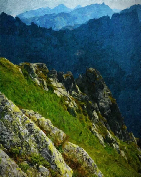 Suluboya ve yağlı boya doğa manzarası, ünlü seyahat ve turistik yer, poster, kağıt, tekstil veya tuval için açık hava tatil eğilimi. Modern sanat tasarımı duvar kağıdı. Duvar resimleri