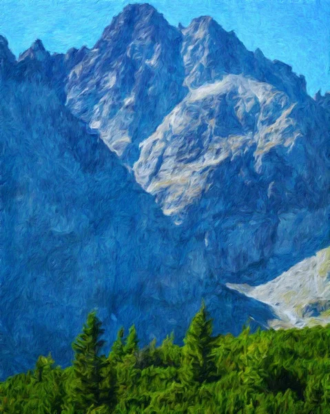 Suluboya ve yağlı boya doğa manzarası, ünlü seyahat ve turistik yer, poster, kağıt, tekstil veya tuval için açık hava tatil eğilimi. Modern sanat tasarımı duvar kağıdı. Duvar resimleri