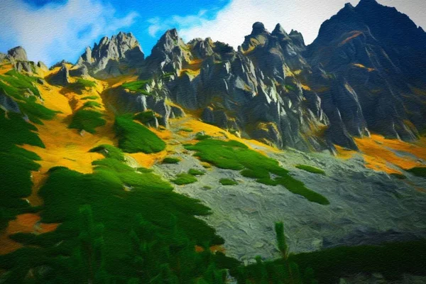 Watercolor Oil Painting Nature Landscape Famous Travel Touristic Place Outdoor — ストック写真