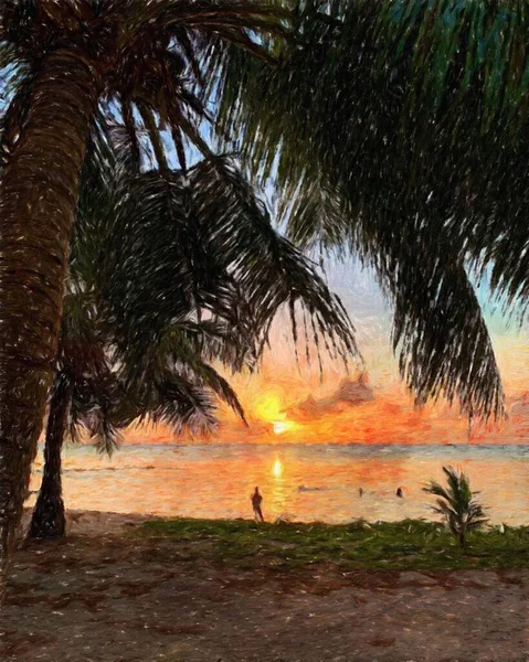 Natuurlandschap Schilderen Olieverf Picturale Kunst Beroemde Reizen Toerisme Plaats Outdoor — Stockfoto