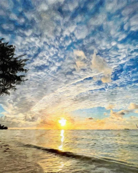 Natuurlandschap Schilderen Olieverf Picturale Kunst Beroemde Reizen Toerisme Plaats Outdoor — Stockfoto