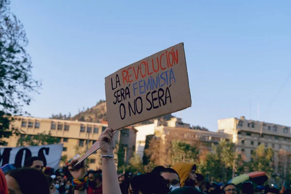Plaza Baquedano dignidade Santiago de chile manifestação pelo abuso do sistema de saúde — Fotografia de Stock