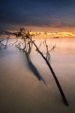 Denizin üzerinde güzel bir gün batımı