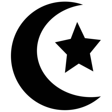 Yarım ay ve yıldız düz ikon İslami sembolü çizimi