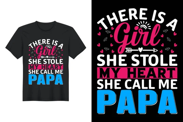 Girl She Stole Heart She Call Papa Shirt Design Father — Archivo Imágenes Vectoriales
