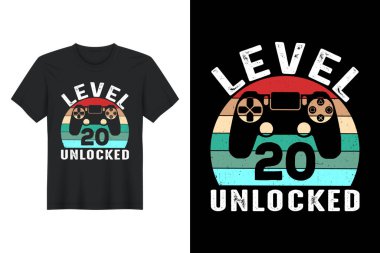Level 20 Unlocked, T-Shirt Design clipart