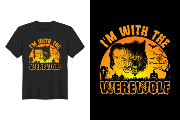 Werewolf Halloween Shirt Design — Archivo Imágenes Vectoriales