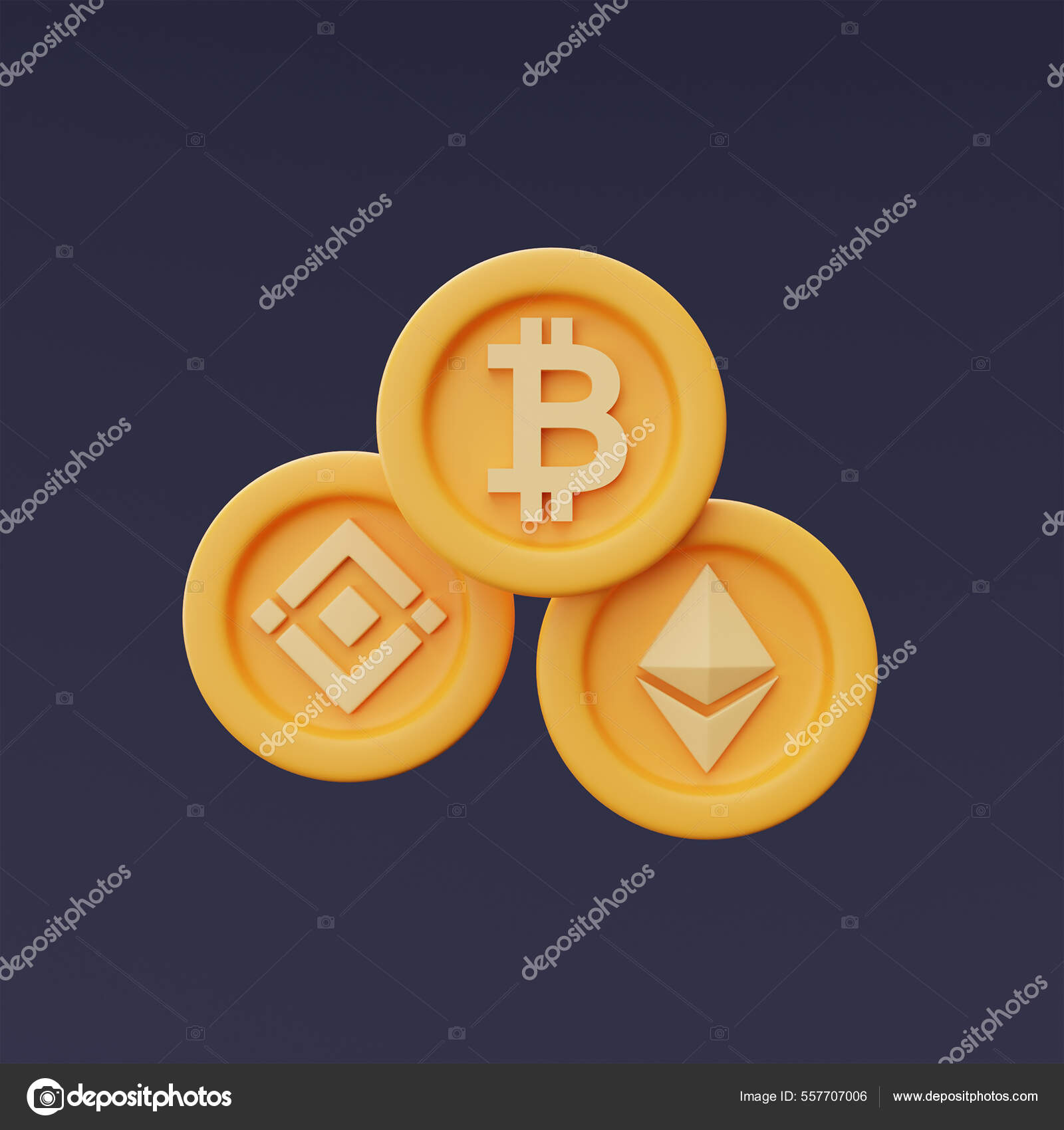 Set Golden Cryptocurrency Coins Bitcoin Ethereum Binance Isolated Dark  Background — Stock Editorial Photo © triple_t_3dsign #557707006