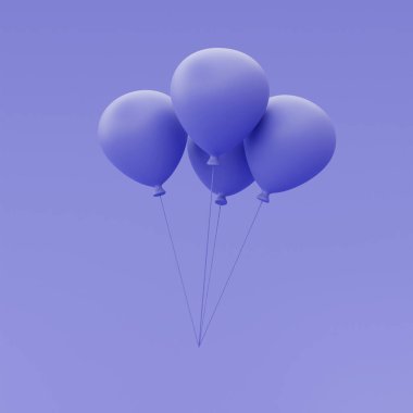 3d mor balon tek başına süzülüyor, minimal biçim, 3d görüntüleme.