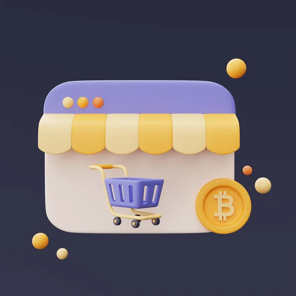 Koszyk Monetami Bitcoin Koncepcja Zakupów Online Oferty Internetowe Kryptowaluta Minimalny — Zdjęcie stockowe