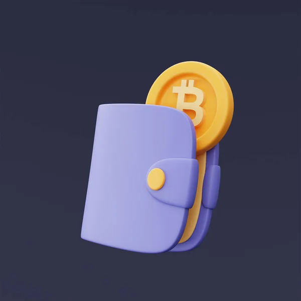 Crypto Plånbok Med Gyllene Bitcoin Cryptocurrency Transaktion Blockchain Teknik Tjänster — Stockfoto