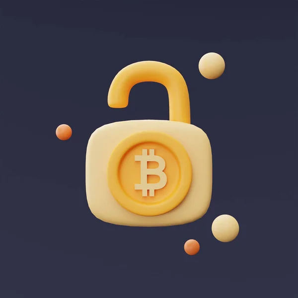 Hänglås Med Bitcoin Tecken Cryptocurrency Skydd Koncept Blockchain Teknik Tjänster — Stockfoto