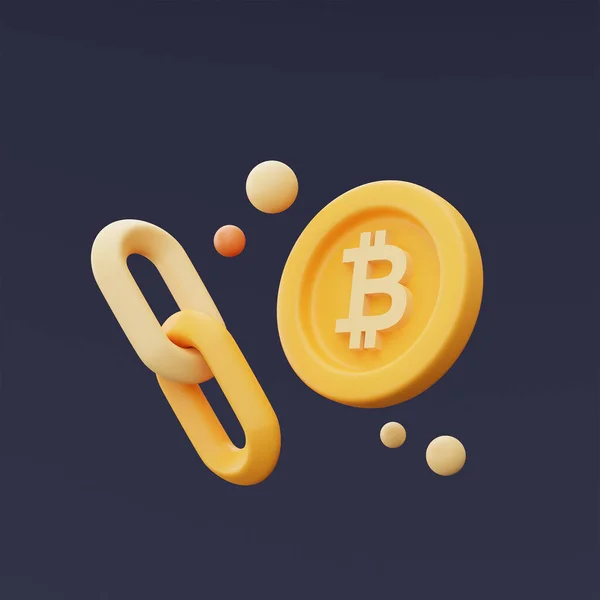 Blockkedja Länk Symbol Cryptocurrency Koncept Bitcoin Minimal Style Rendering — Stockfoto