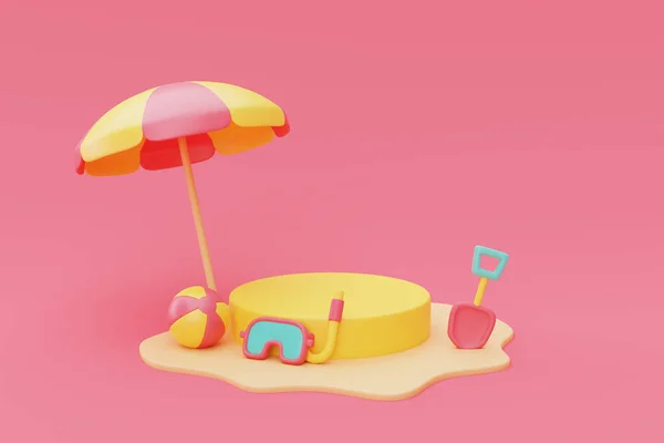 Representación Del Concepto Vacaciones Verano Con Sombrilla Playa Elementos Verano —  Fotos de Stock