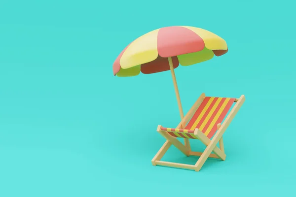 Weergave Van Zomer Vakantie Concept Met Strandstoel Parasol Zomer Elementen — Stockfoto