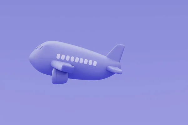 Purple Airplane Isolated Tourism Travel Concept Holiday Vacation Minimal Style — Stock Photo, Image