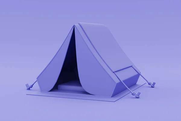 Mor Kamp Çadırı Turizm Seyahat Konsepti Tatil Tatili Minimum Stil — Stok fotoğraf