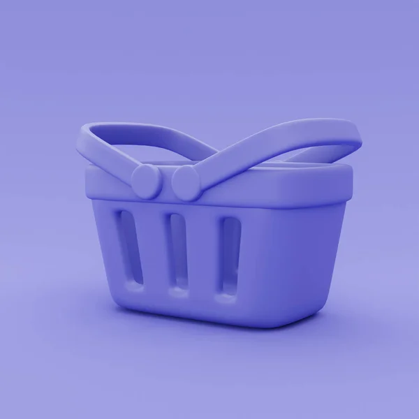 Фіолетовий Кошик Покупок Ізольовано Концепція Покупок Інтернеті Мінімальний Стиль Рендеринг — стокове фото