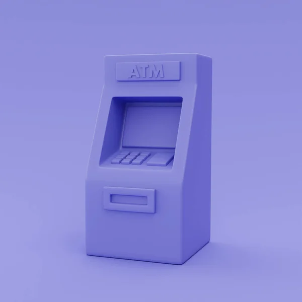 Roxo Máquina Atm Conceito Pagamento Transferência Dinheiro Estilo Mínimo Renderização — Fotografia de Stock