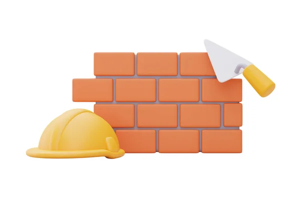 Brick Wall Construction Tools Happy Labour Day Rendering — Stock Photo, Image