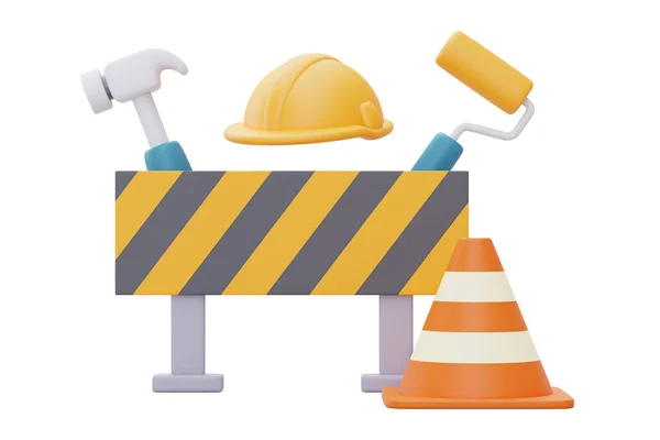 Construction Sign Construction Tools Equipment Happy Labour Day Rendering — Stock Photo, Image