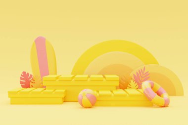 Yaz elementleriyle birlikte yaz gösterisi, 3D görüntüleme.