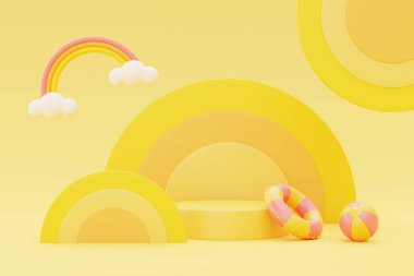 Yaz elementleriyle birlikte yaz gösterisi, 3D görüntüleme.