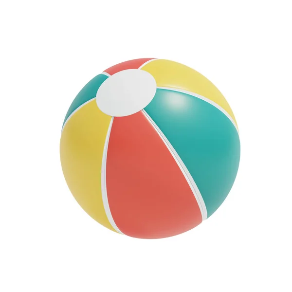 Colorful Beach Ball Isolate White Background Summer Beach Elements Rendering — ストック写真