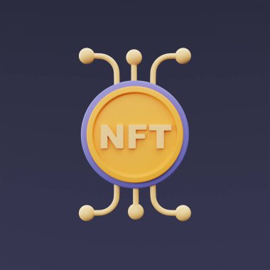 NFT karşılanamaz jeton konsepti, kripto sanatı, icat teknolojisi, 3D sunum.
