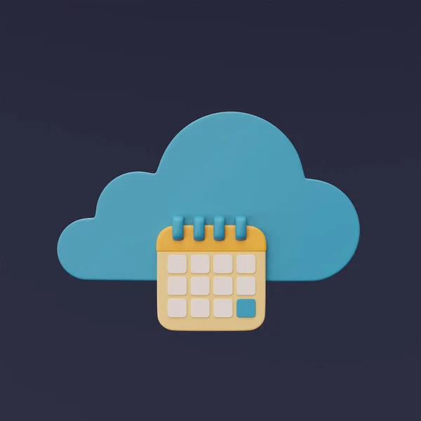 Render Blue Cloud Symbol Calendar Icon Isolated Dark Background Cloud — Stock Photo, Image