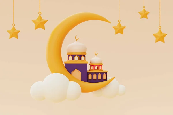Ramadán Pozdravy Islámské Svátky Raya Hari Eid Adha Rendering — Stock fotografie