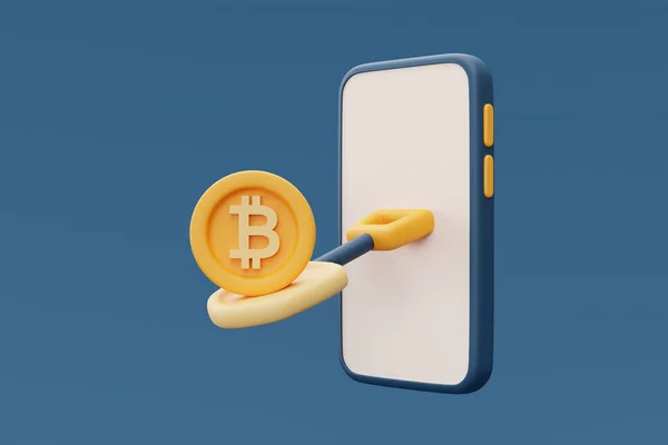 Ethereumコインとシャベル ブロックチェーン技術サービス 3Dレンダリングでの暗号通貨マイニングコンセプト — ストック写真