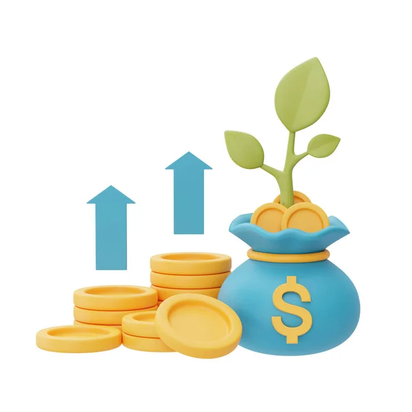Financial Investments Future Income Growth Concept Dollar Coin Stacks Plant — Stock Photo, Image