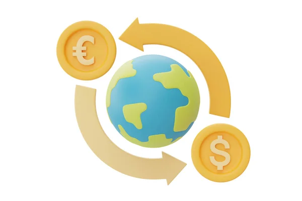 Business Finance Currency Exchange Concept Globe Pound Dollar Coin Arrow — Foto Stock