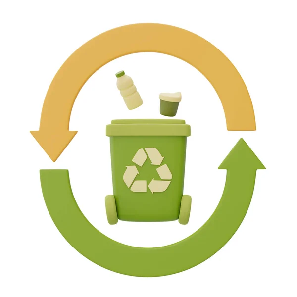 Poubelle Recyclage Avec Flèche Sauver Planète Concept Énergie Innovations Écologiques — Photo